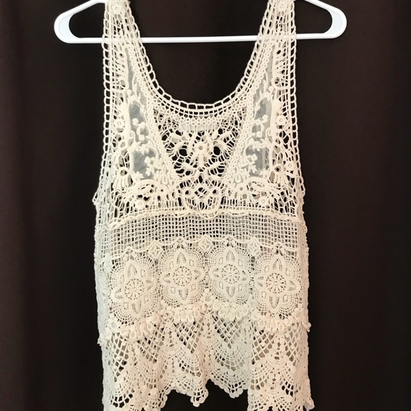 Crochet tank...pretty cream color - Picture 1 of 3